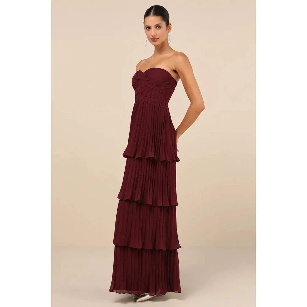 NWT Lulus Seriously Sensational Plum Purple Strapless Tiered Maxi Dress Large - Picture 3 of 8
